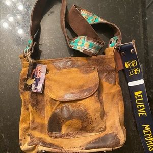 Katie Kalsi Leather Bag + Hand painted Straps